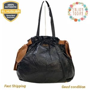 Prada Shoulder Bag Bicolor Side Ribbon